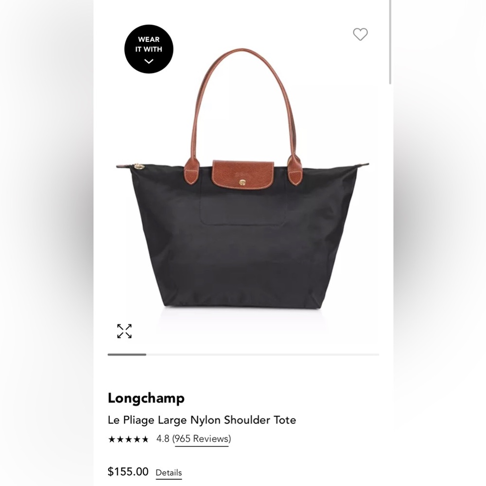 Longchamp Le Pliage Large Nylon Shoulder Tote black